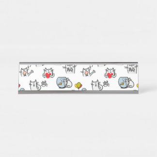 Funny cats, milk and magic. desk name plate