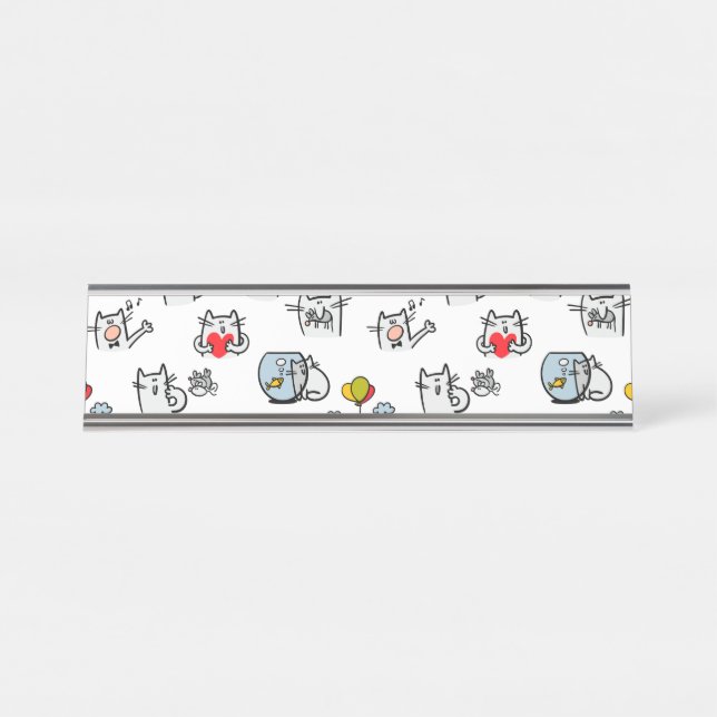 Funny cats, milk and magic. desk name plate (Front)