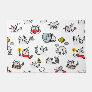 Funny cats, milk and magic. doormat