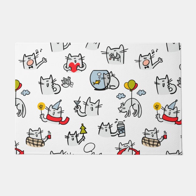 Funny cats, milk and magic. doormat (Front)