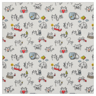 Funny cats, milk and magic. fabric