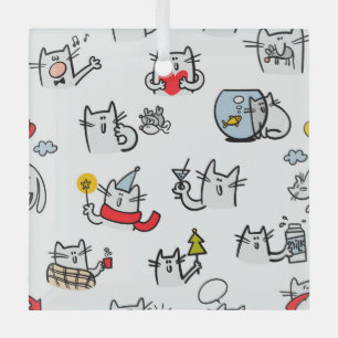 Funny cats, milk and magic. glass ornament
