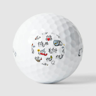 Funny cats, milk and magic. golf balls