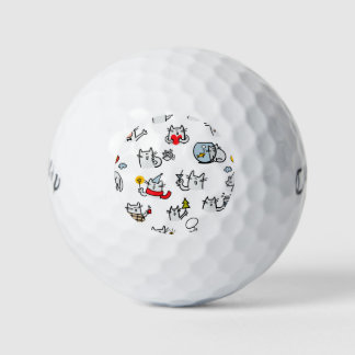 Funny cats, milk and magic. golf balls