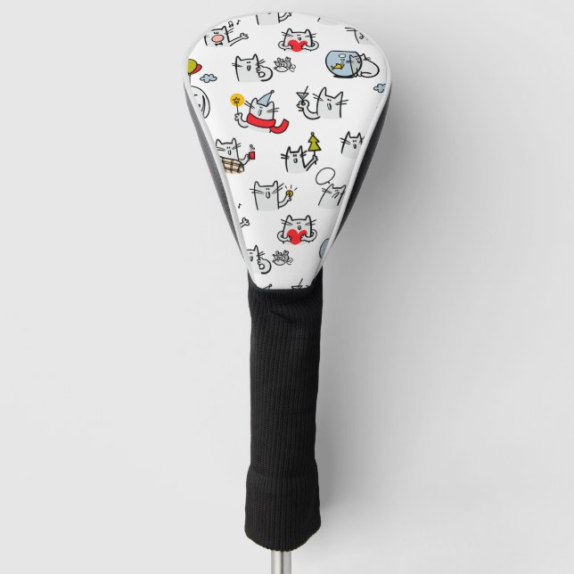Funny cats, milk and magic. golf head cover (Front)