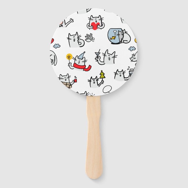 Funny cats, milk and magic. hand fan (Front)