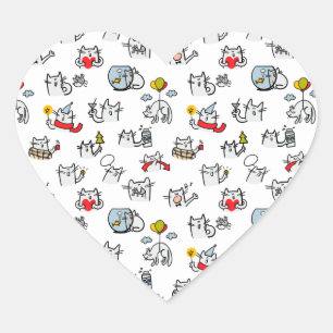 Funny cats, milk and magic. heart sticker