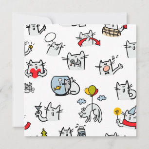 Funny cats, milk and magic. holiday card