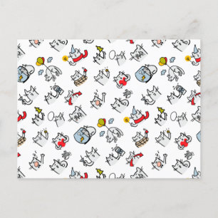 Funny cats, milk and magic. holiday postcard