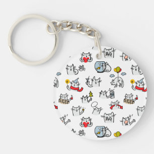 Funny cats, milk and magic. keychain