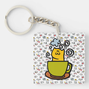 Funny cats, milk and magic. keychain