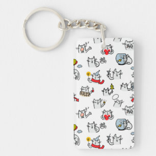 Funny cats, milk and magic. keychain
