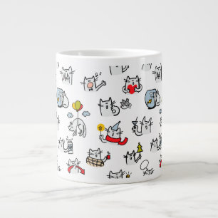 Funny cats, milk and magic. large coffee mug