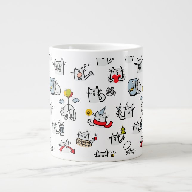 Funny cats, milk and magic. large coffee mug (Front)