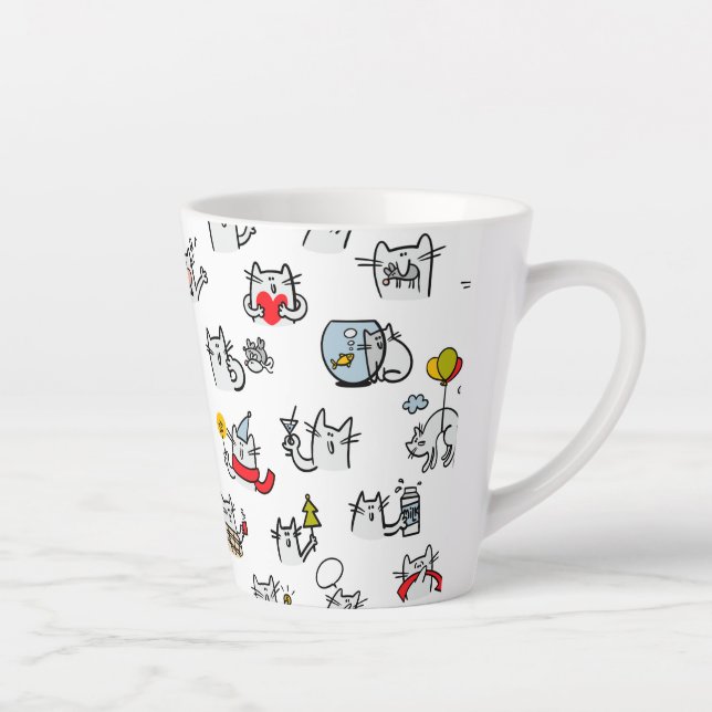 Funny cats, milk and magic. latte mug (Right)
