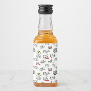 Funny cats, milk and magic. liquor bottle label
