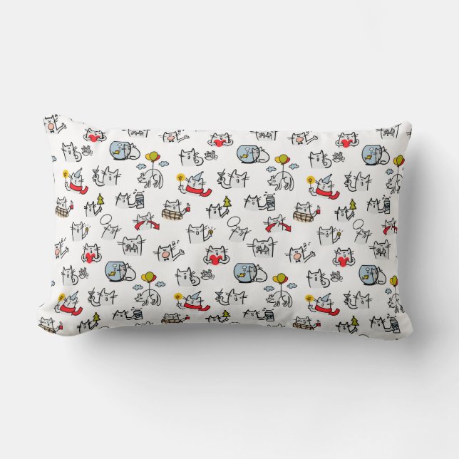 Funny cats, milk and magic. lumbar pillow (Front)