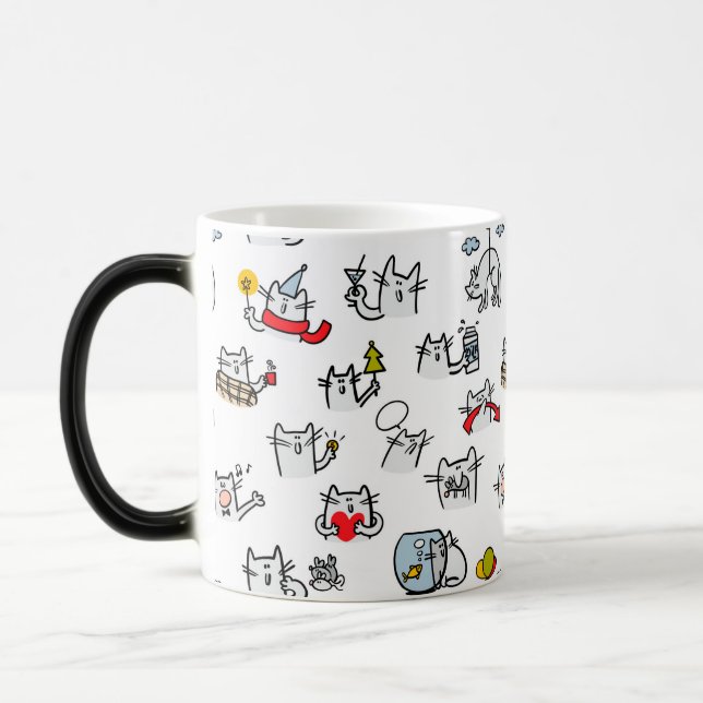 Funny cats, milk and magic. magic mug (Left)