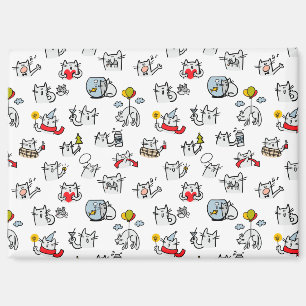 Funny cats, milk and magic. magnet