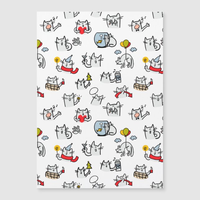 Funny cats, milk and magic. magnetic invitation (Front)