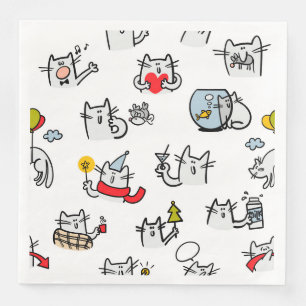 Funny cats, milk and magic. napkin
