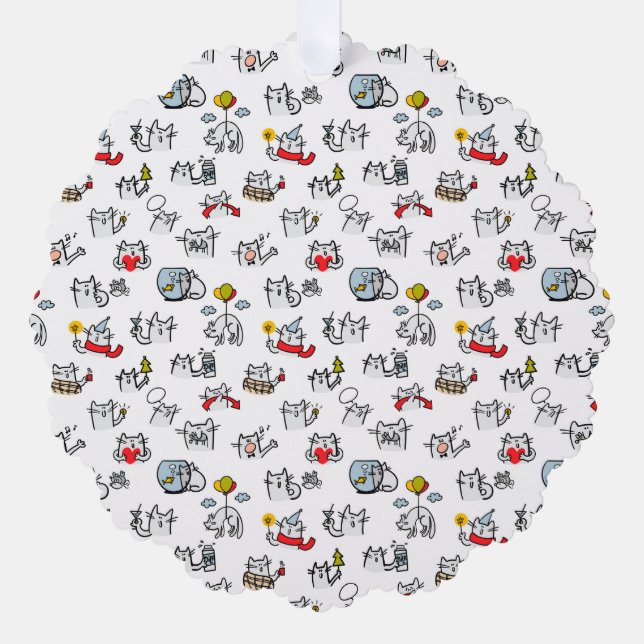 Funny cats, milk and magic. ornament card (Front)