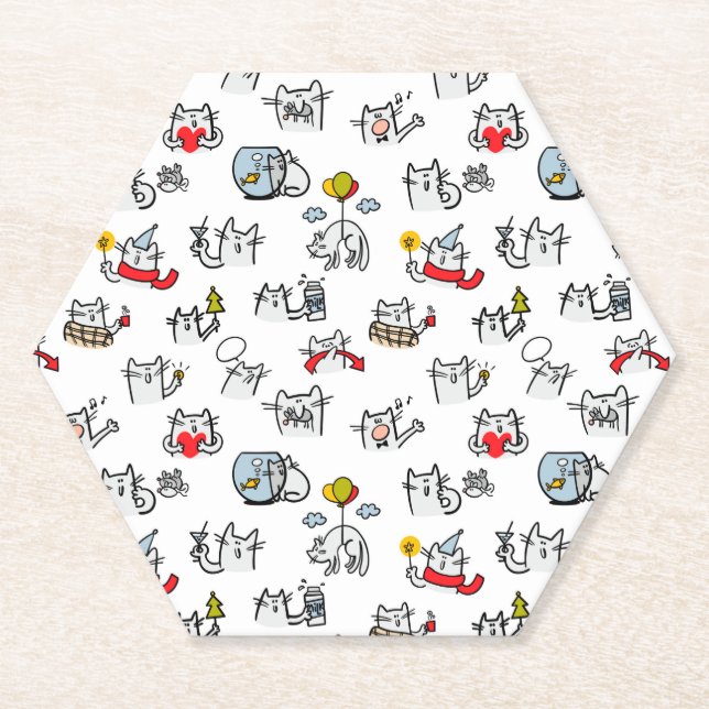 Funny cats, milk and magic. paper coaster (Front)