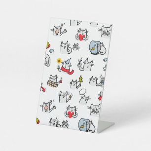 Funny cats, milk and magic. pedestal sign