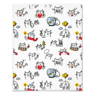 Funny cats, milk and magic. photo print