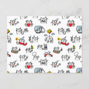 Funny cats, milk and magic. postcard