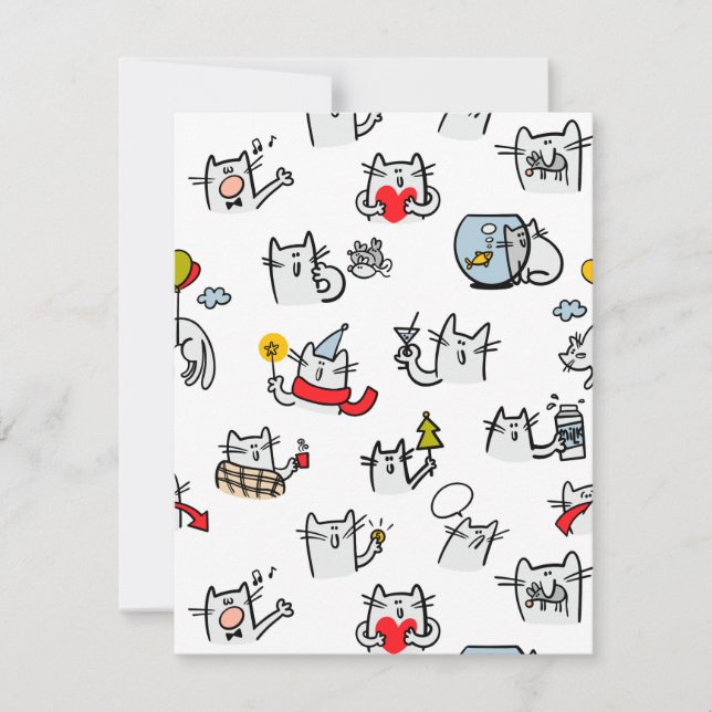 Funny cats, milk and magic. RSVP card (Front)