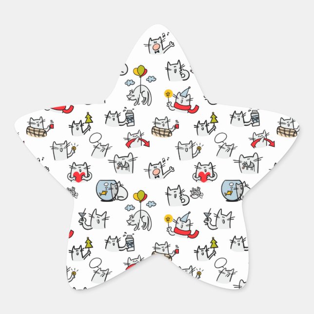 Funny cats, milk and magic. star sticker (Front)