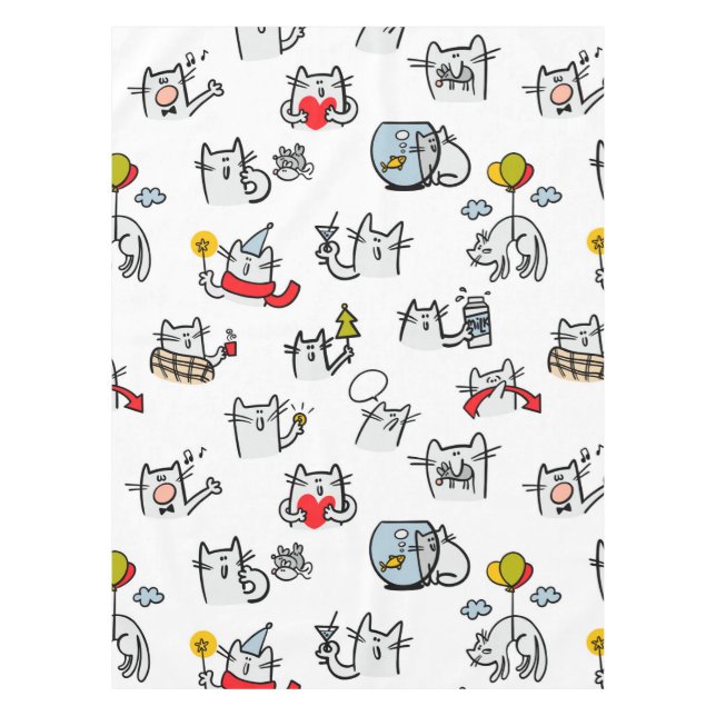 Funny cats, milk and magic. tablecloth (Front)