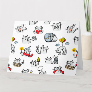 Funny cats, milk and magic. thank you card