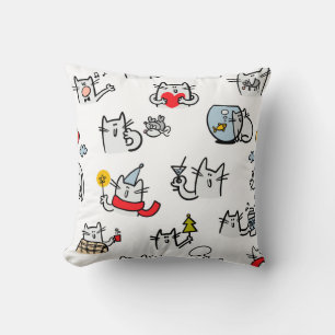 Funny cats, milk and magic. throw pillow