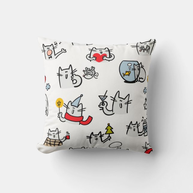 Funny cats, milk and magic. throw pillow (Front)