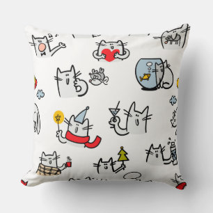 Funny cats, milk and magic. throw pillow
