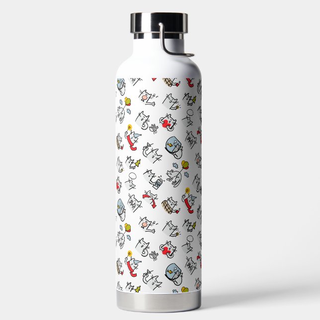 Funny cats, milk and magic. water bottle (Left)