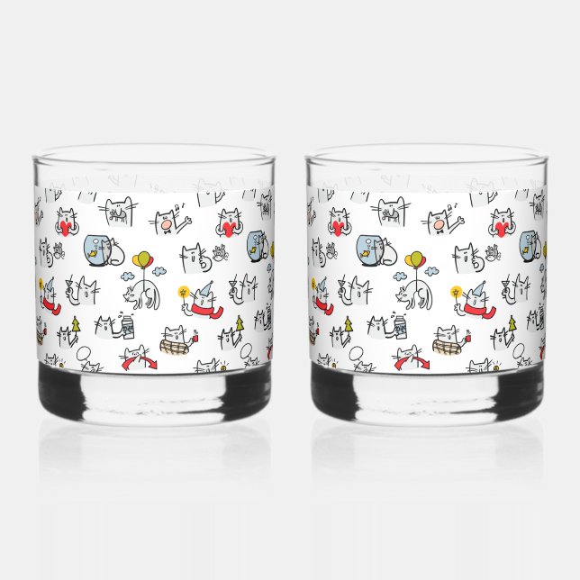 Funny cats, milk and magic. whiskey glass (Front)