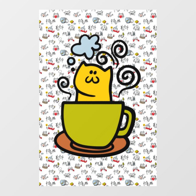 Funny cats, milk and magic. window cling (Sheet)