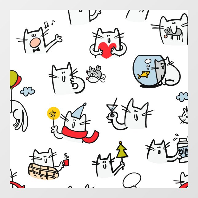 Funny cats, milk and magic. window cling (Sheet)
