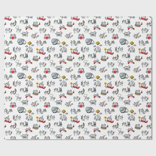 Funny cats, milk and magic. wrapping paper (Flat)