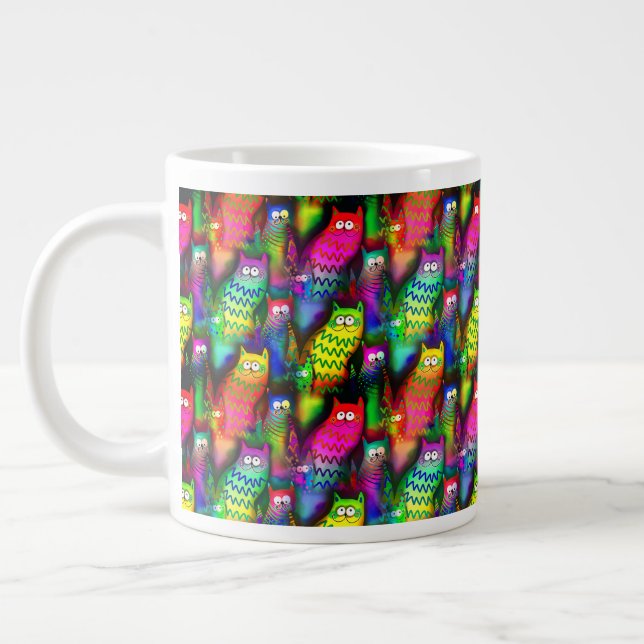 Funny Cats Pattern-54578 Large Coffee Mug (Left)