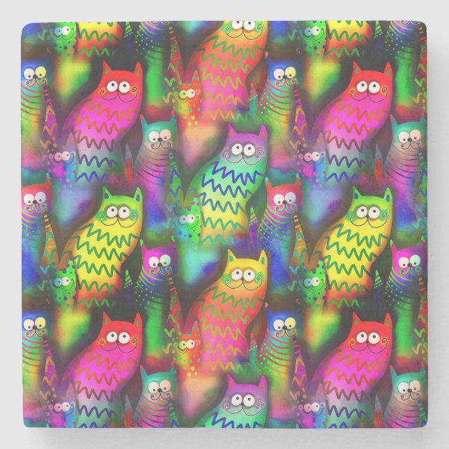 Funny Cats Pattern-54578 Stone Coaster (Front)