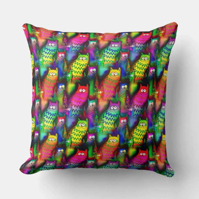 Funny Cats Pattern-54578 Throw Pillow (Front)