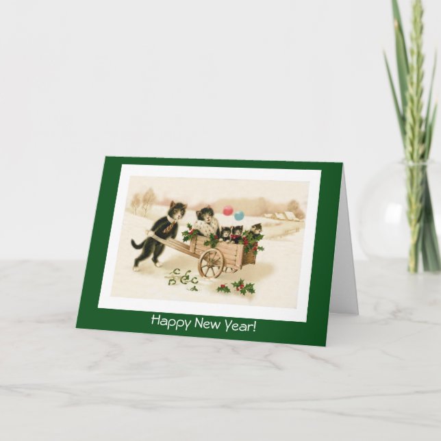 Funny Cats Personnalisable Carte de Nouvel An Vint (Devant)