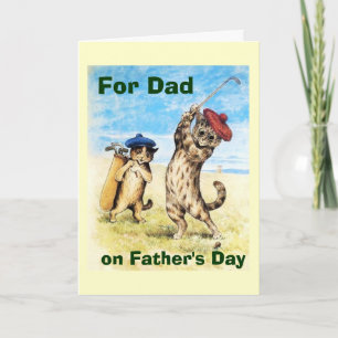 Funny Cats Playing Golf Caddy Design Card