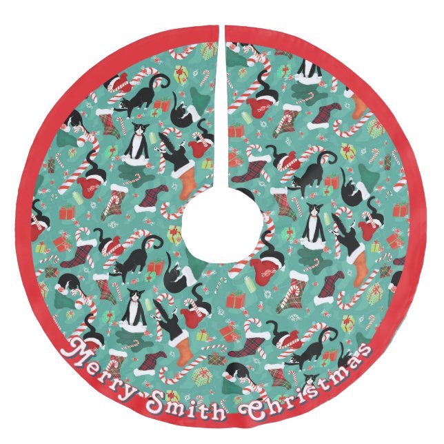 Funny Cats Raid Christmas Stockings Brushed Polyester Tree Skirt (Front)