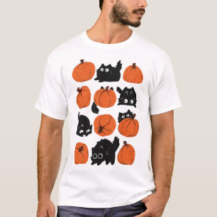 Funny Cats Retro Groovy Pumpkin Halloween Thanksgi T-Shirt