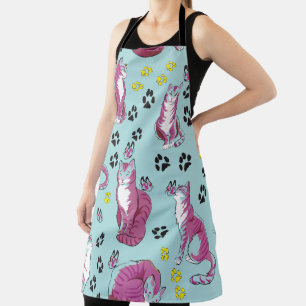 funny cats seamless pattern apron